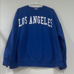 Reflex Blue Crewneck Sweater with Los Angeles Print